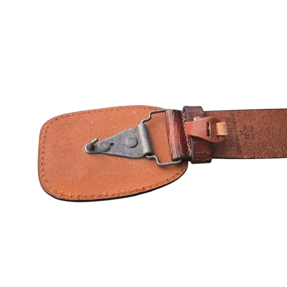 Men's Vintage Distressed Brown Leather Belt Waist 32-36